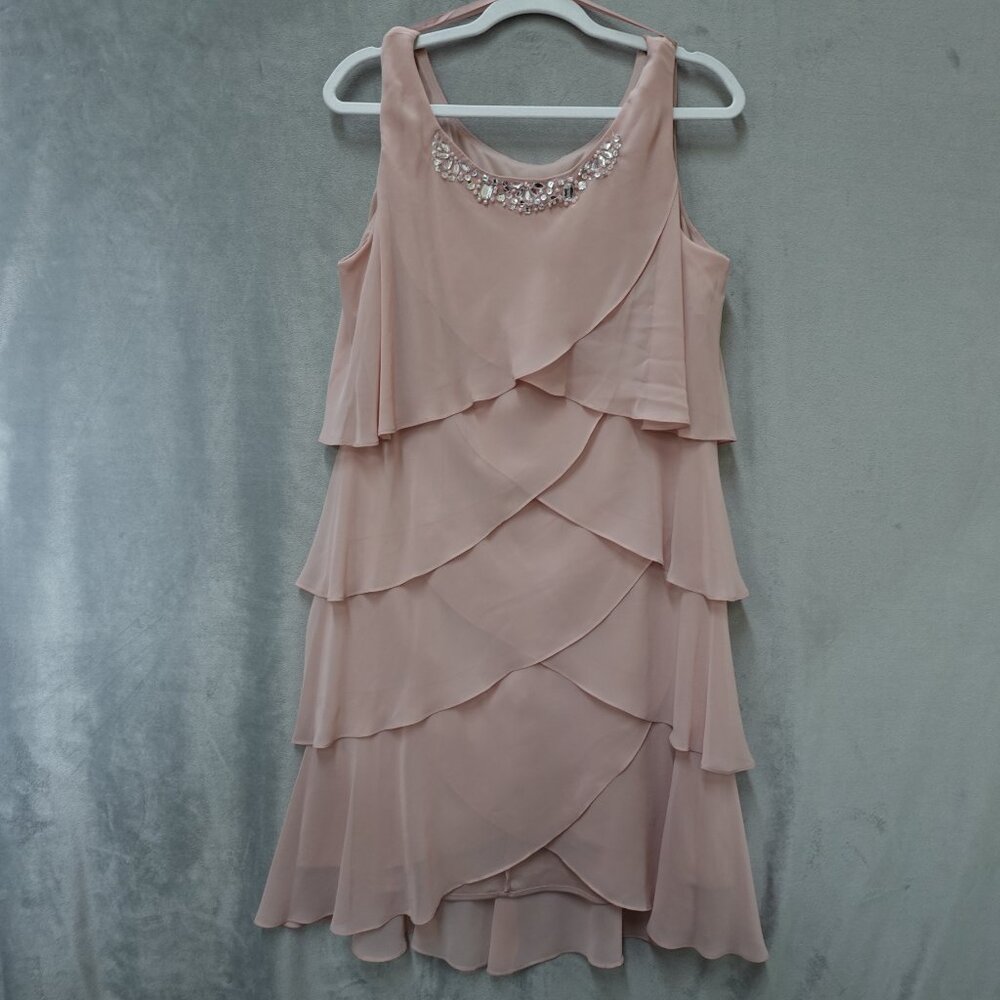 Ignite Evenings New York Dress Women’s 16 Formal Tiered Blush Pink wedding